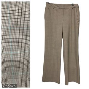 Liz Claiborne Women's Wide Leg Plaid‎ Trouser Pants Sz 8 Taupe Brown Business